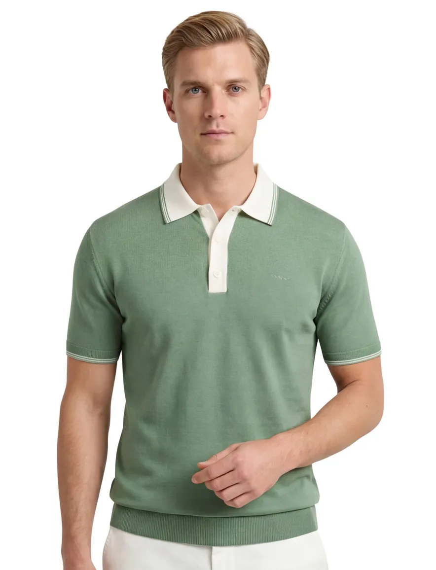 Gant modal blend SS polo korte mouwen groen creme