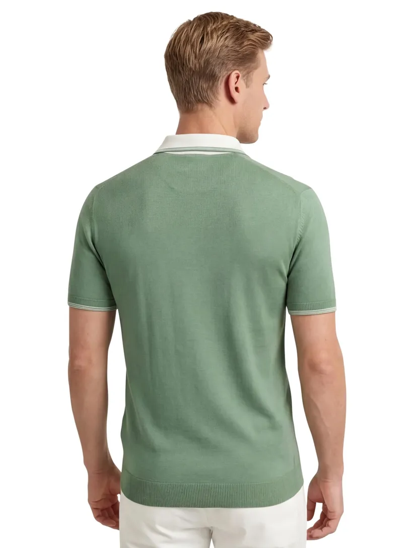 groen creme Gant modal blend SS polo korte mouwen