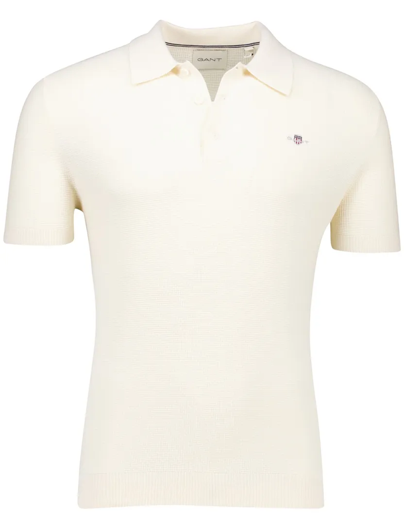 Gant polo creme katoen v-hals