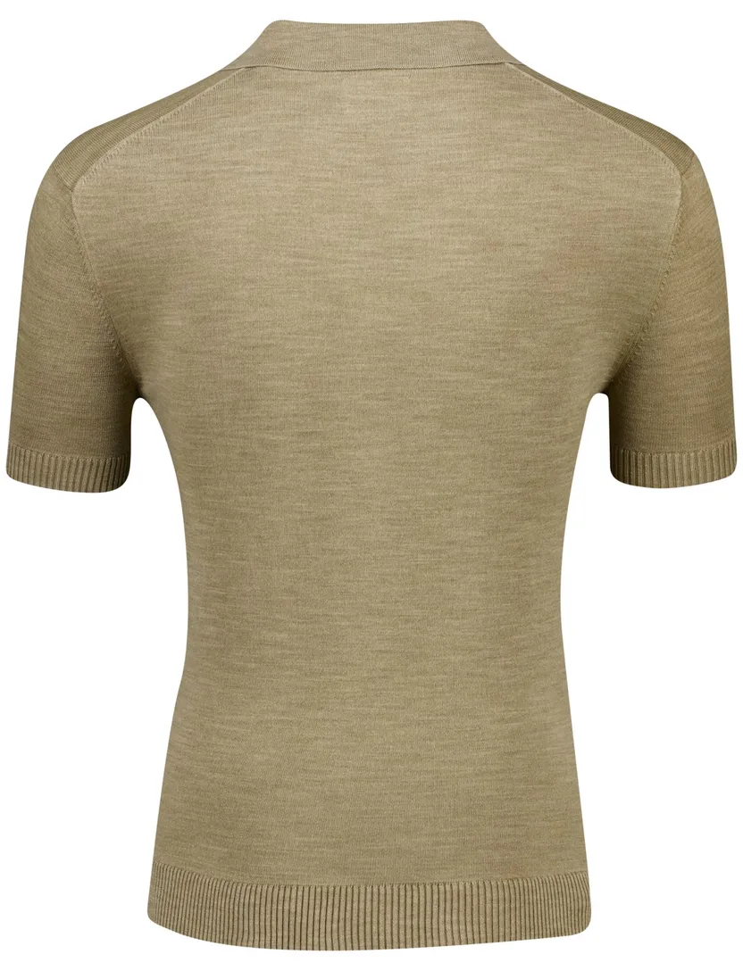 katoenen Gant polo beige effen met v-hals gemêleerd