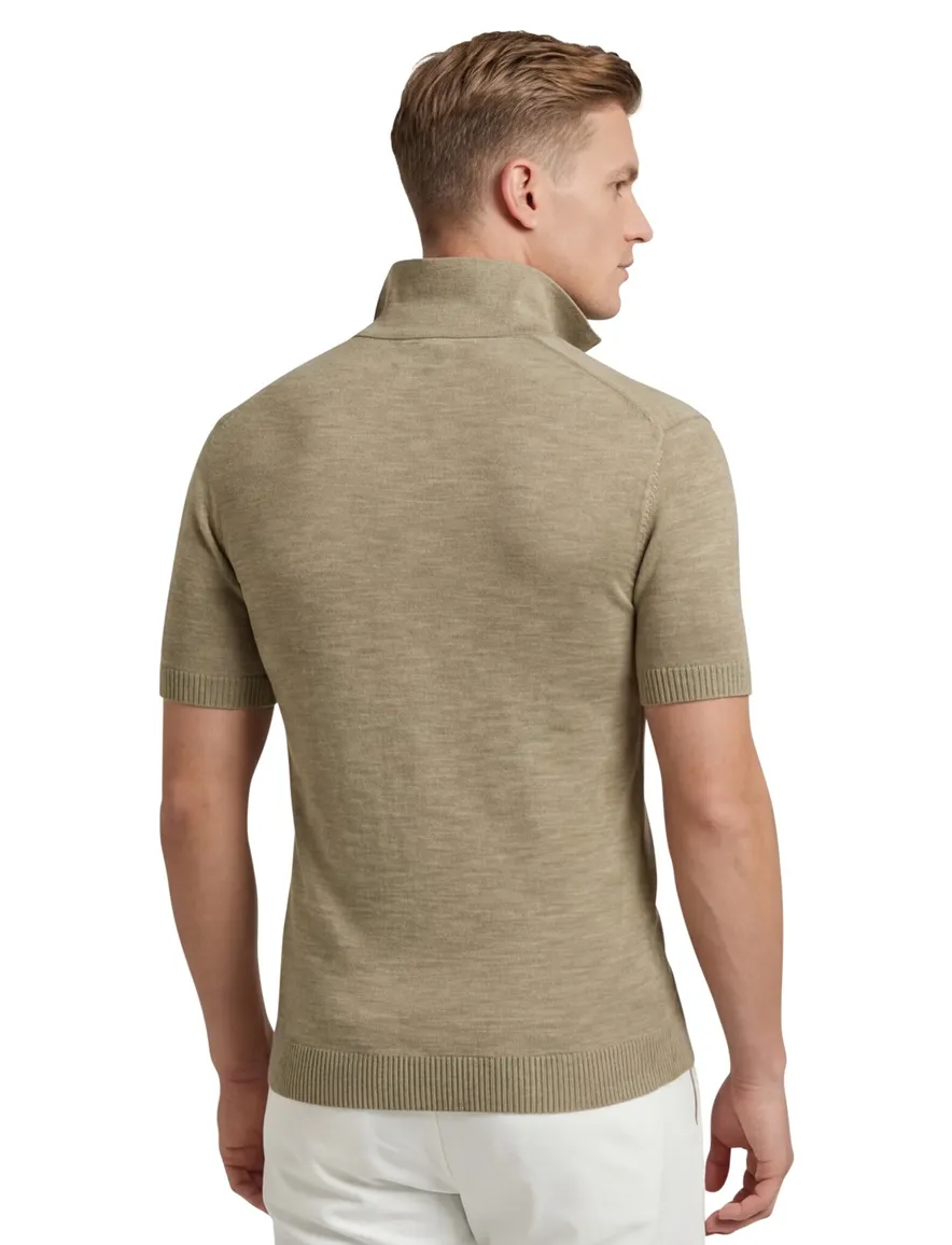 Gant polo beige met v-hals gemêleerd normale fit katoen