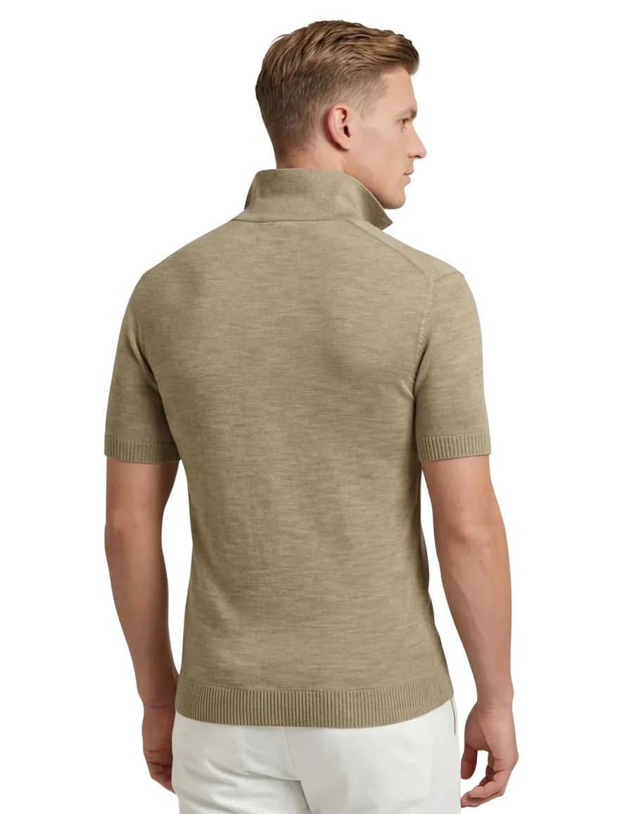 Gant polo beige met v-hals gemêleerd