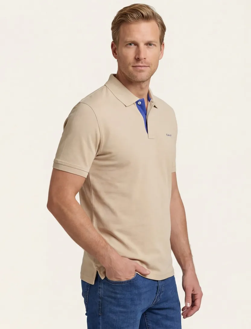 Gant regular fit 2 knoops polo beige