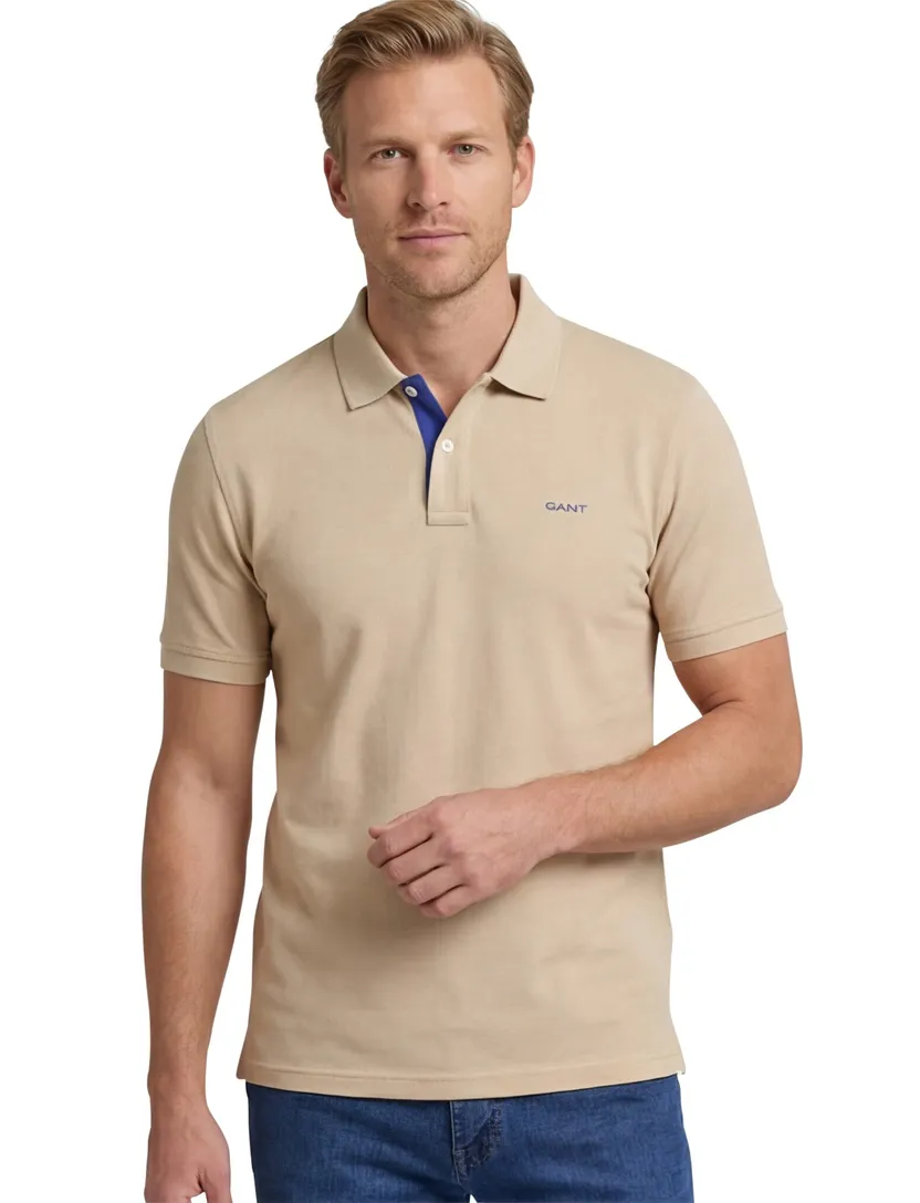 Gant regular fit 2 knoops polo beige
