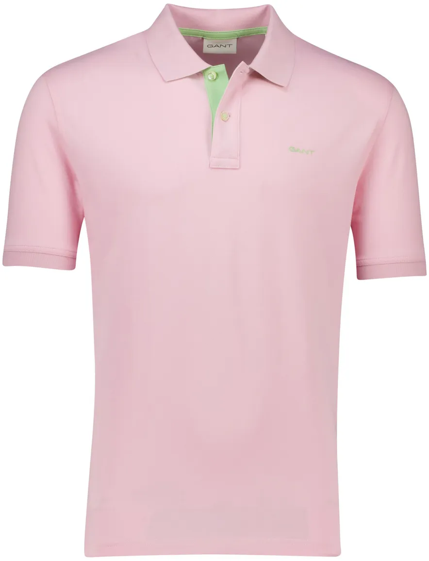 Gant regular fit 2 knoops polo roze