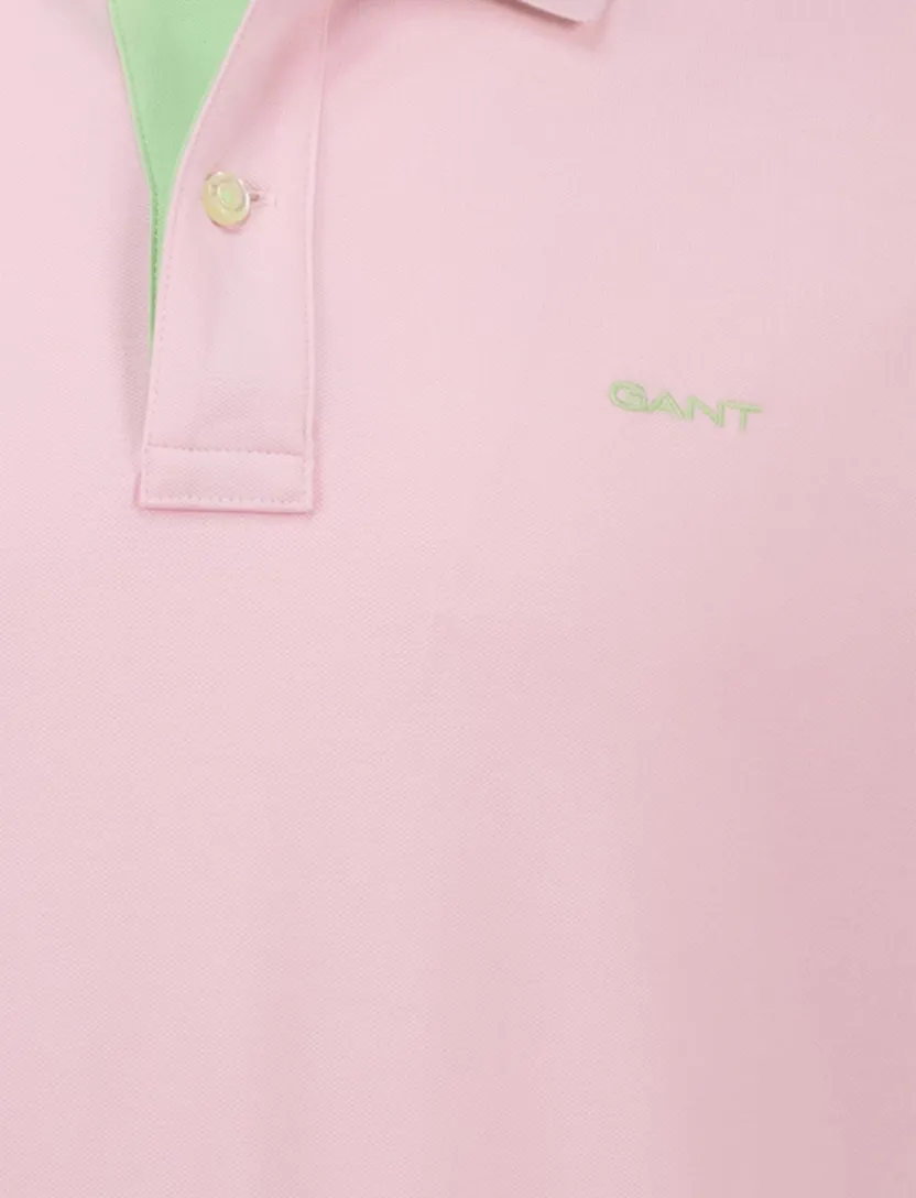Gant regular fit 2 knoops polo roze effen
