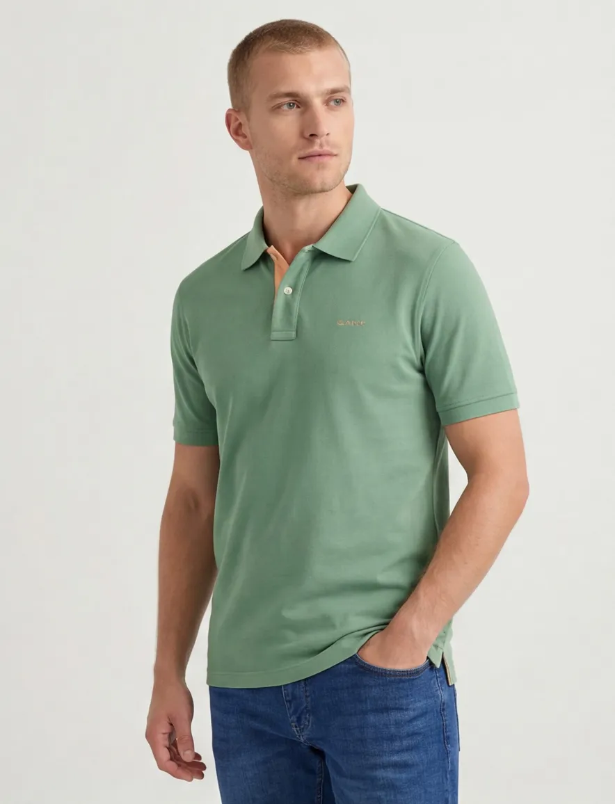 Gant regular fit 2 knoops polo groen