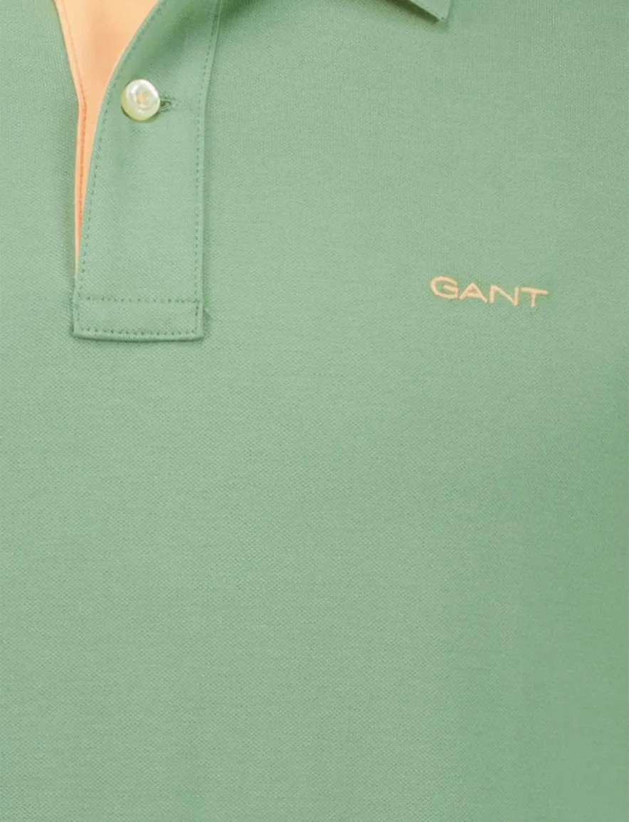 Gant regular fit 2 knoops polo groen