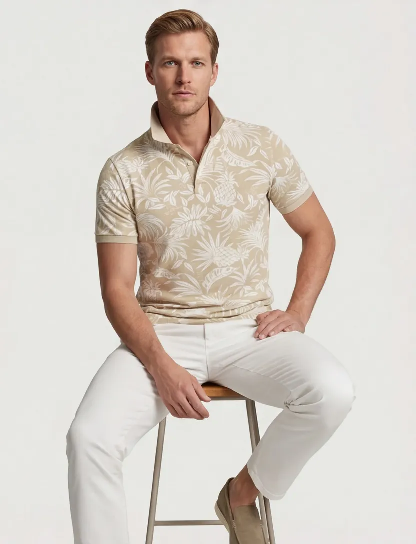 Gant Printed SS poloshirt met tropische print korte mouw