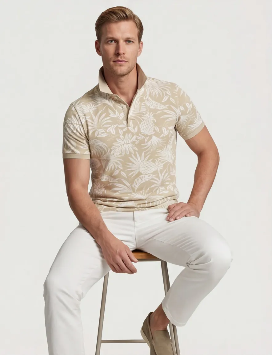 poloshirt korte mouw beige Gant