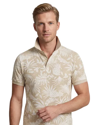 Gant Gant Printed SS poloshirt met tropische print korte mouw
