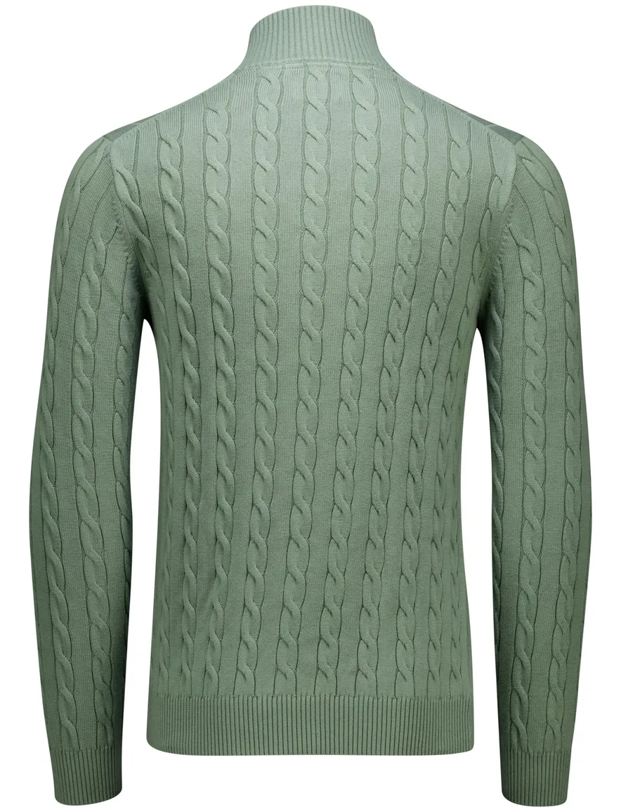 Gant gebreid half zip trui groen normale fit katoen