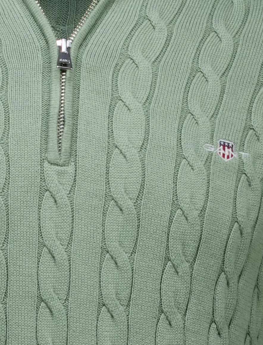 Gant gebreid half zip trui groen normale fit katoen
