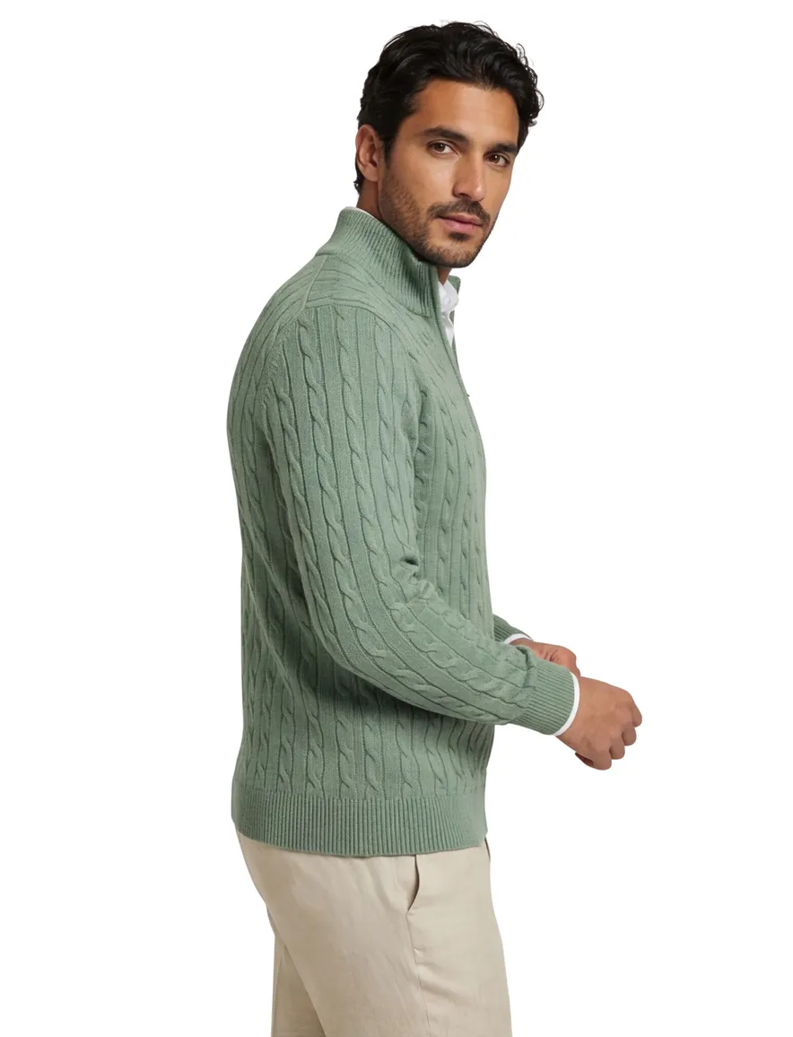 Gant gebreid half zip trui groen normale fit katoen