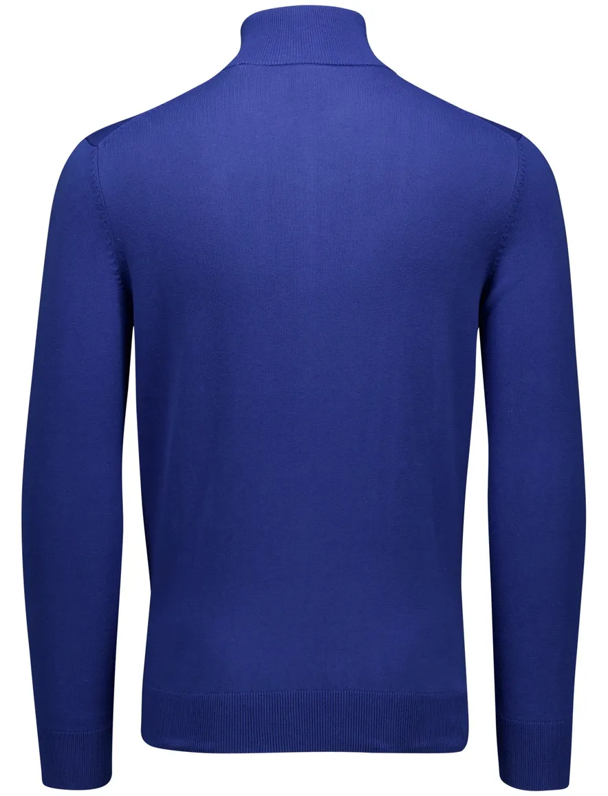 Gant half zip trui effen blauw normale fit katoen