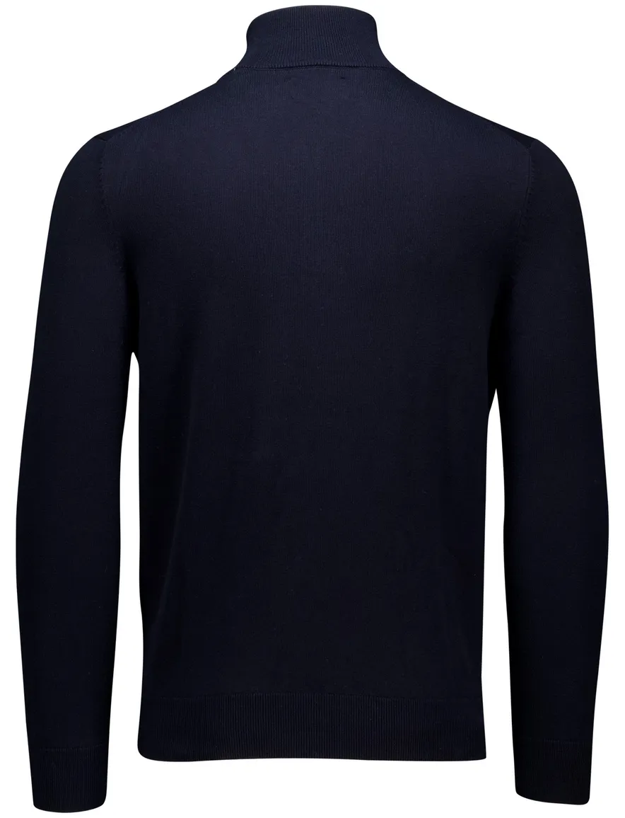 Gant trui half zip effen donkerblauw normale fit katoen