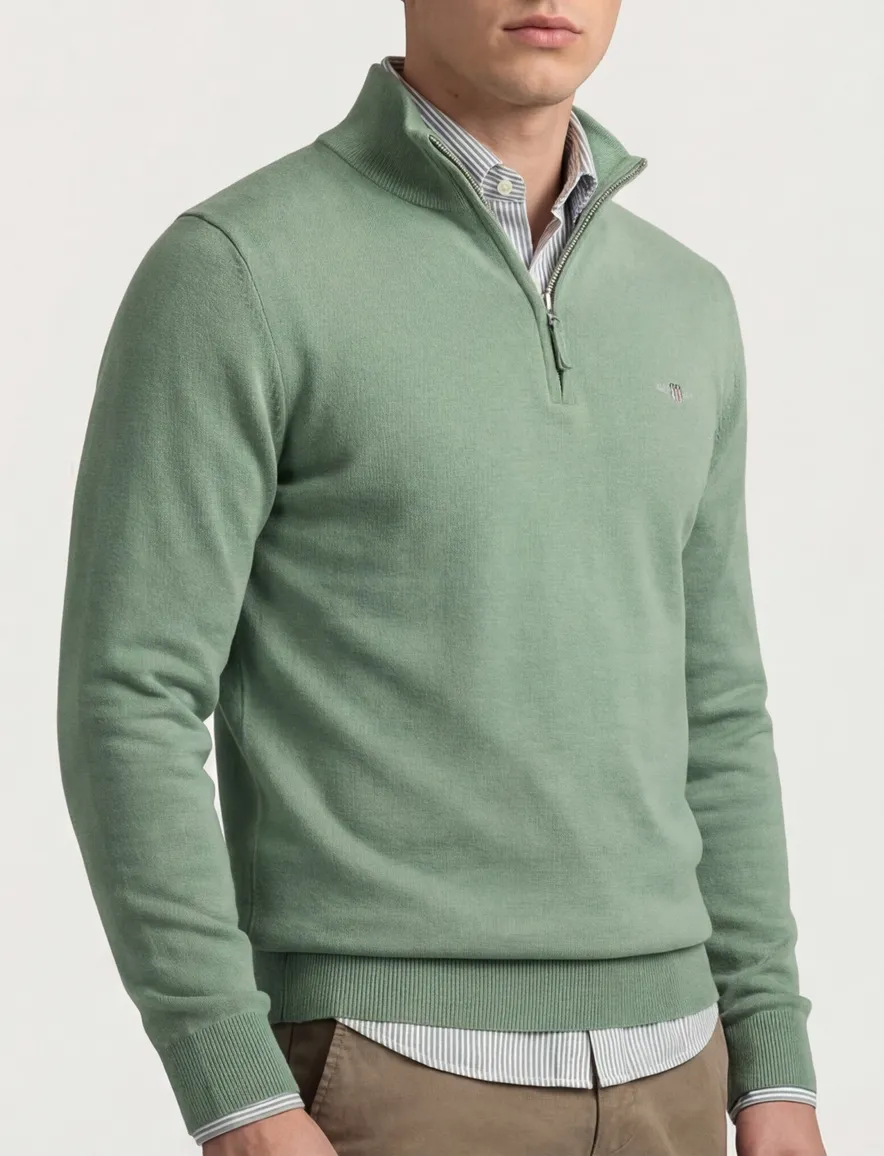 Gant classic half zip trui groen