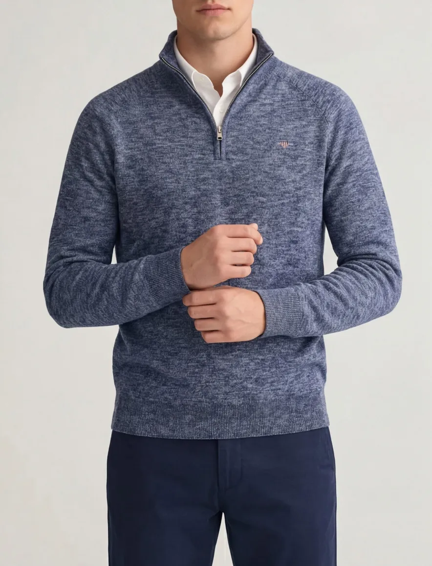 Gant cotton half zip trui blauw