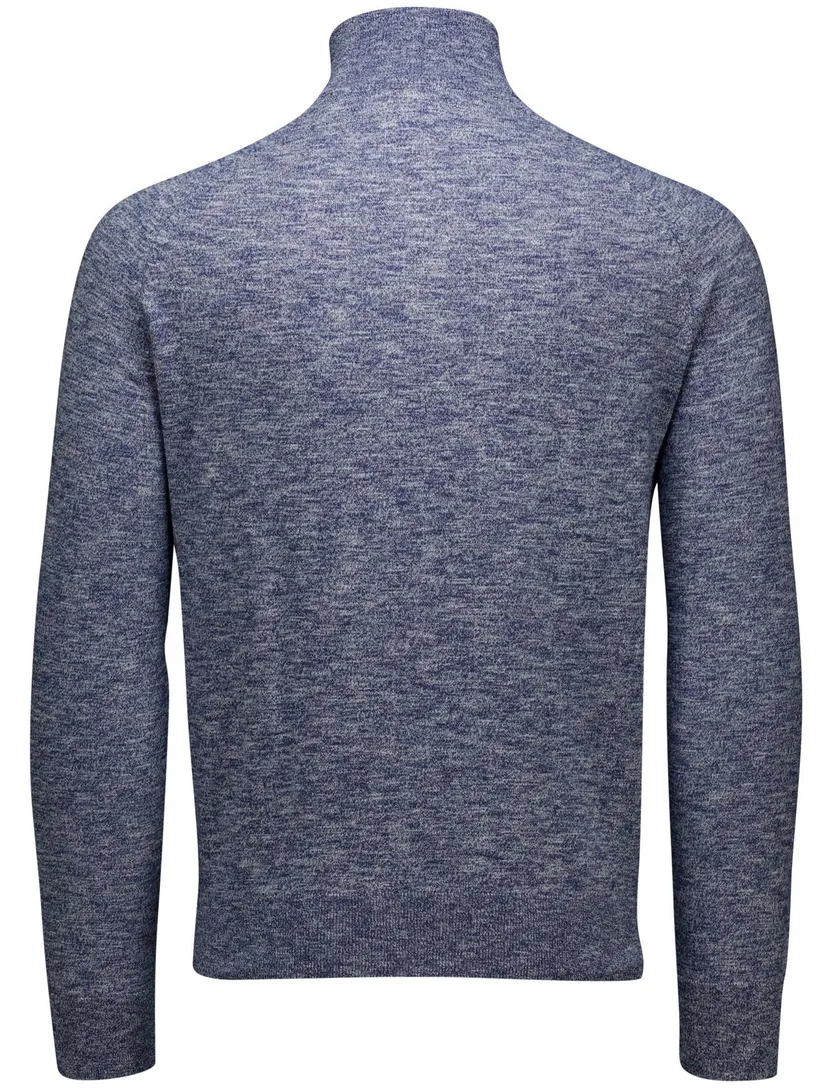 Gant trui half zip blauw gemeleerd katoen normale fit