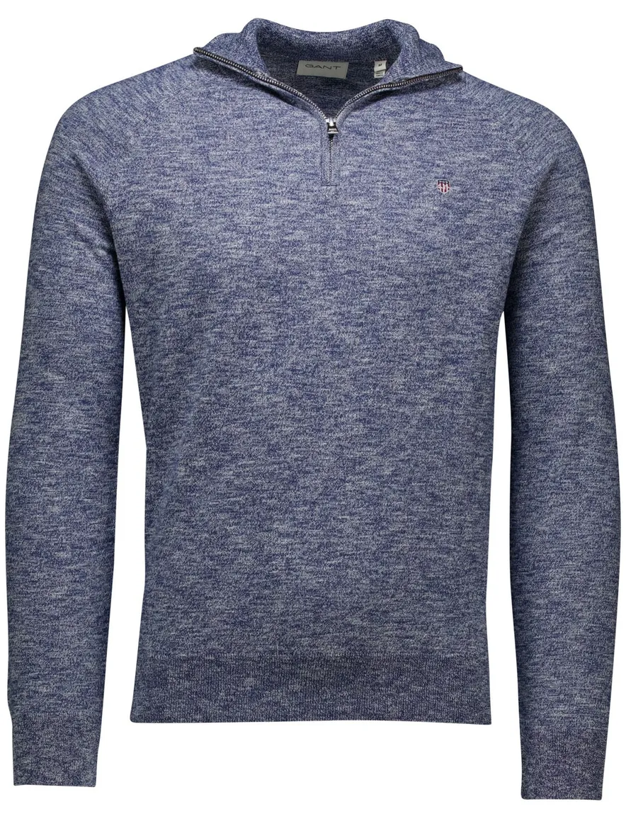 Gant cotton half zip trui blauw