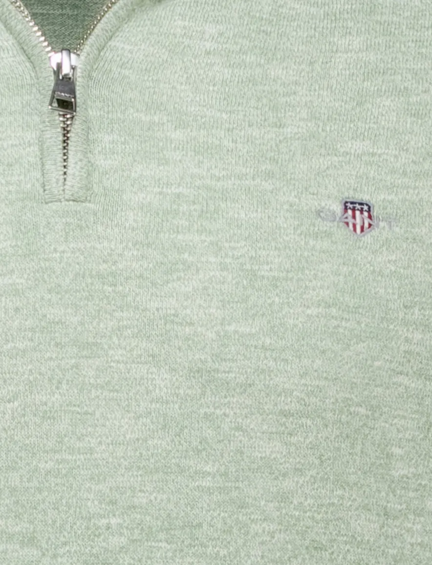 Gant trui groen gemeleerd half zip