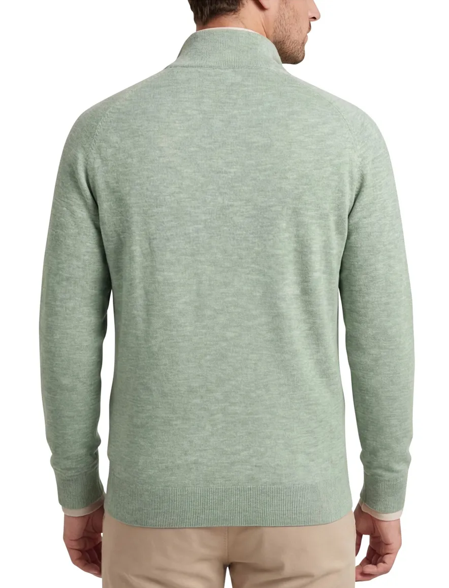 Gant trui groen gemeleerd half zip