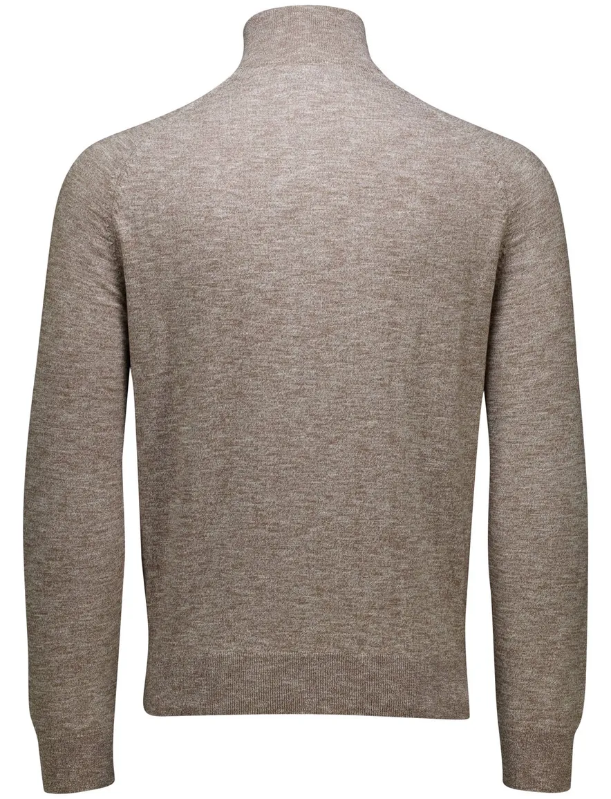Gant katoenen half zip trui bruin gemeleerd normale fit