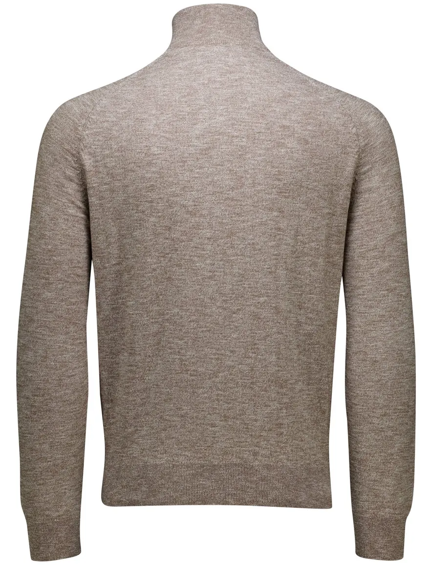 Gant katoenen half zip trui bruin gemeleerd normale fit
