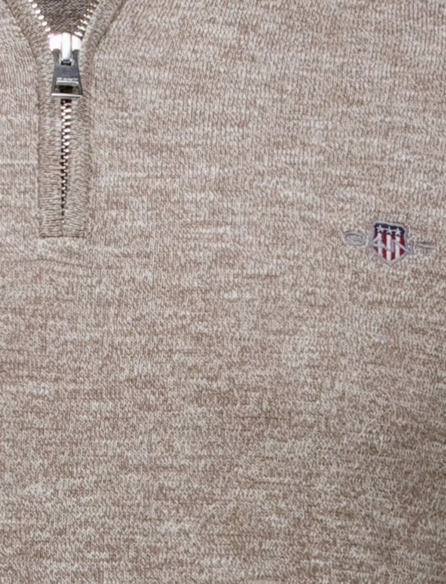 Gant cotton half zip trui bruin