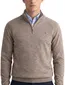 katoenen Gant trui half zip bruin gemeleerd