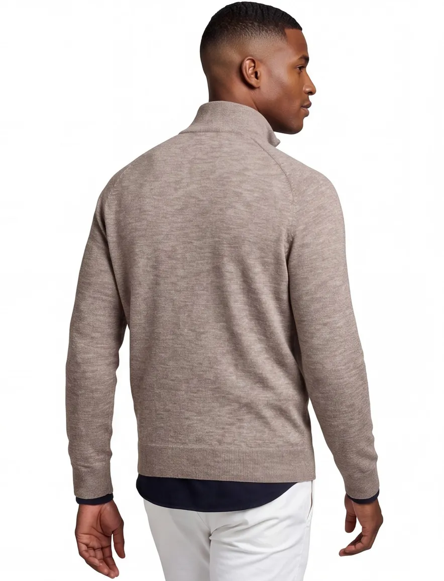 Gant katoenen half zip trui bruin gemeleerd normale fit