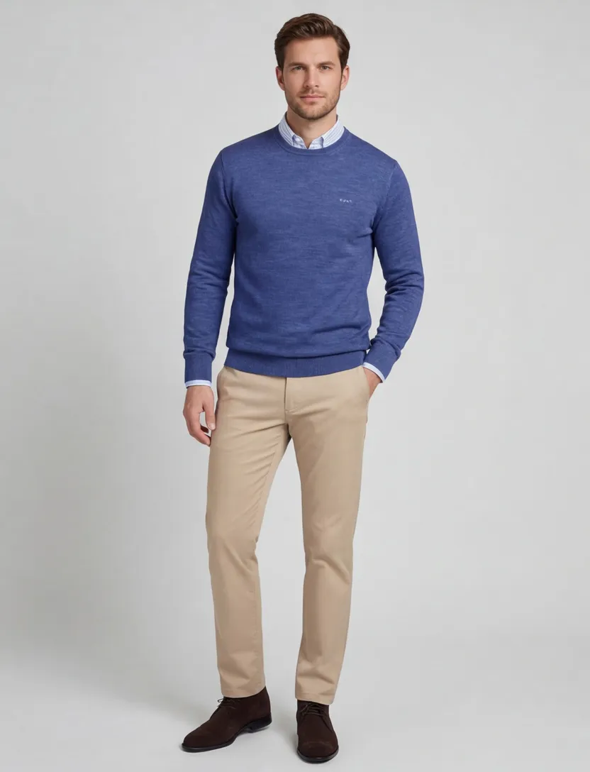Gant Sunfaded crew neck blauw gemêleerd