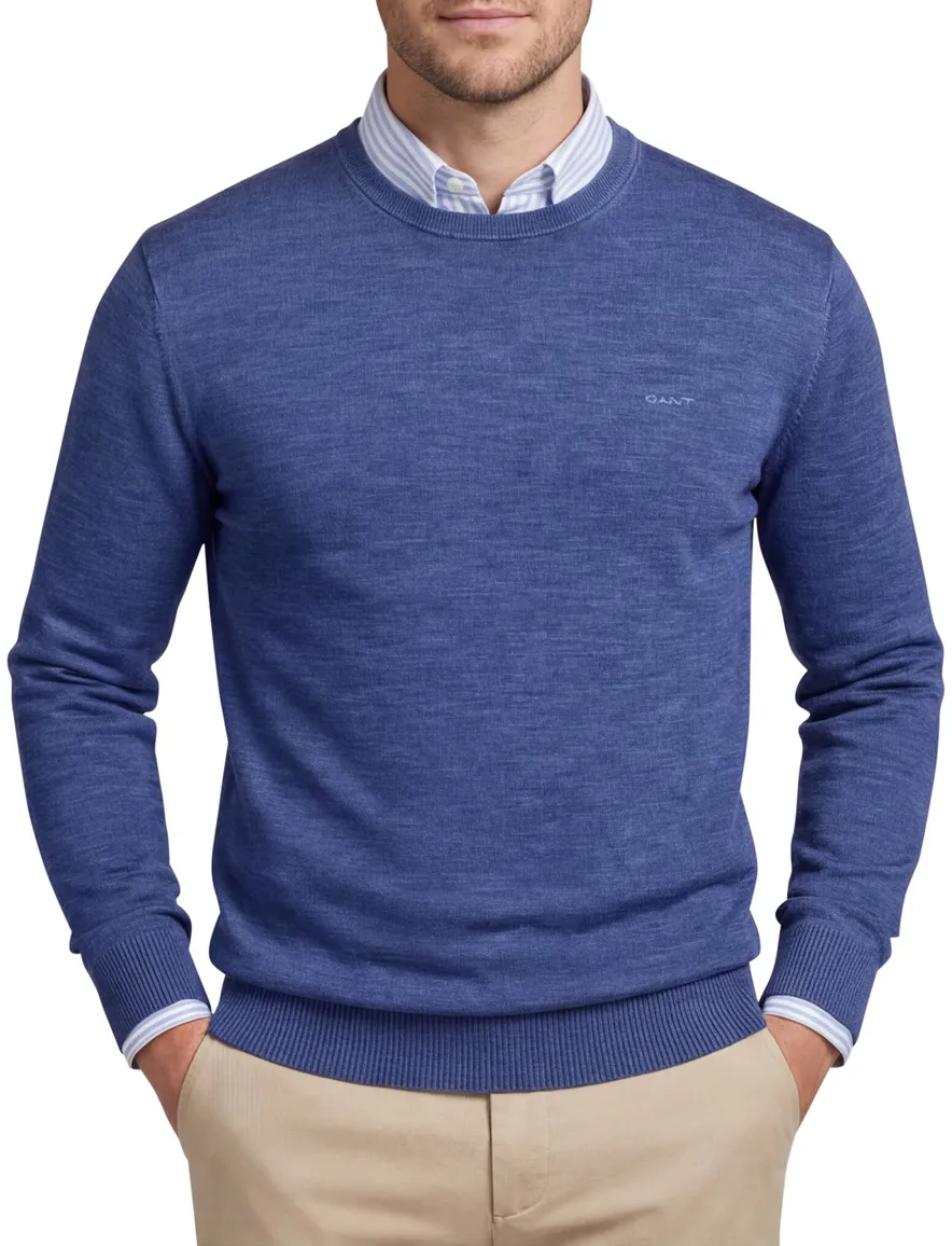Gant Sunfaded crew neck blauw met ronde hals