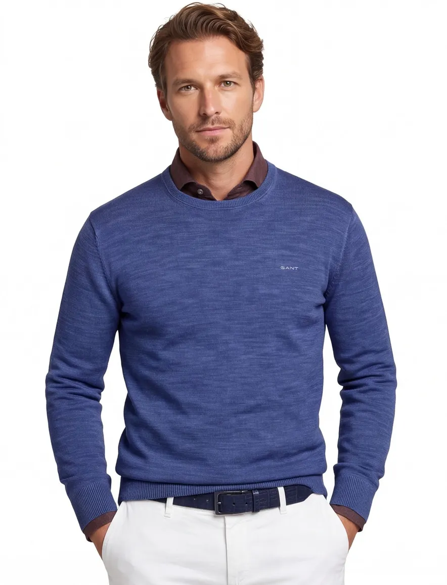 Gant Sunfaded crew neck blauw met ronde hals