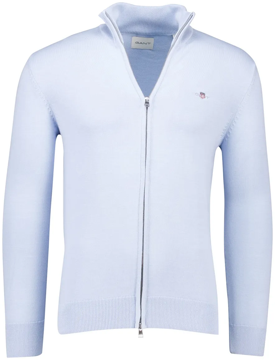 Gant vest effen lichtblauw katoen normale fit