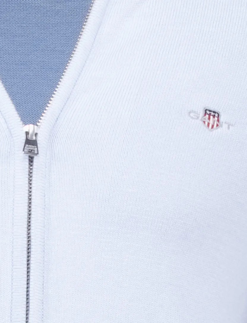 katoenen Gant vest effen lichtblauw normale fit