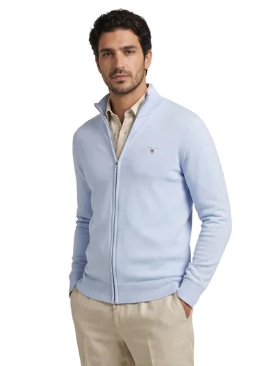 Gant Gant vest effen lichtblauw katoen normale fit