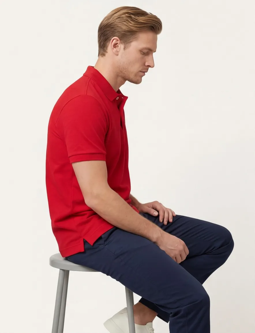 Lacoste polo Slim Fit rood pique