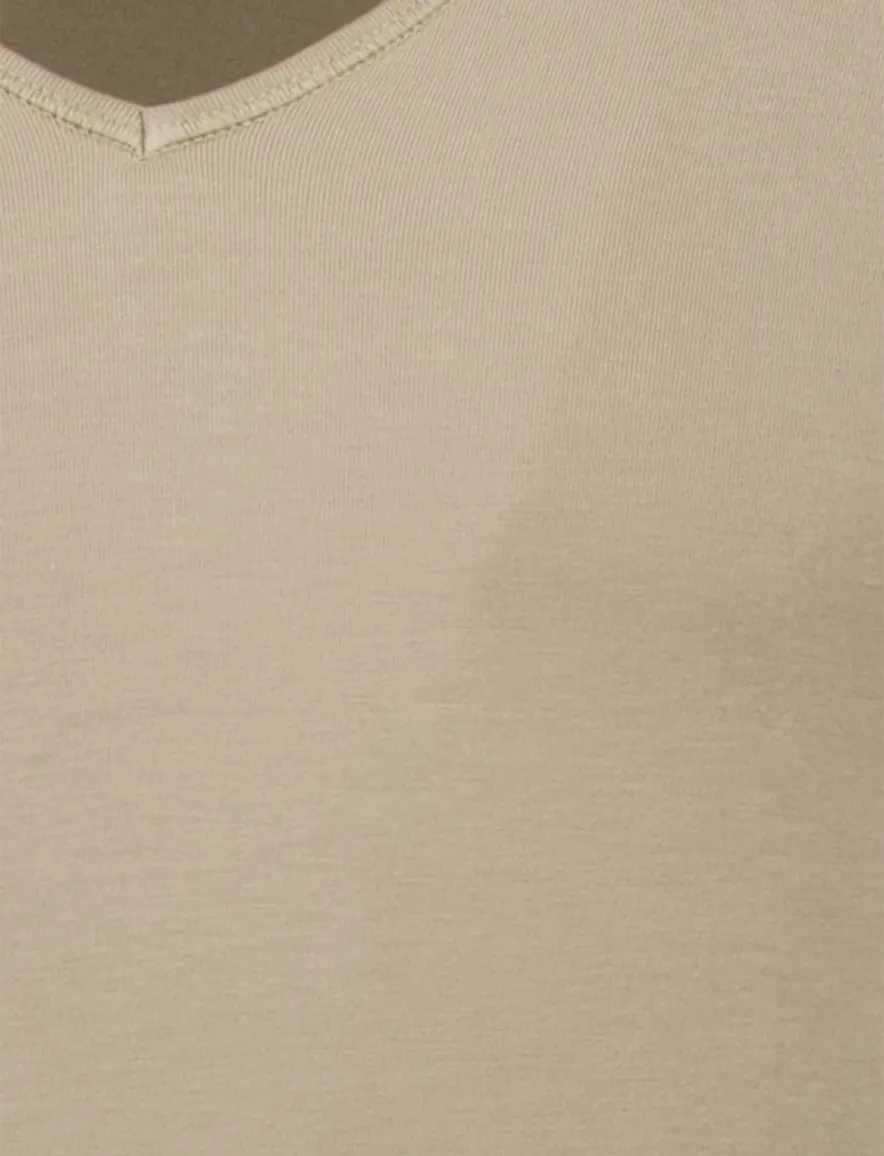 Slater t-shirt effen khaki Tencel 2-pack
