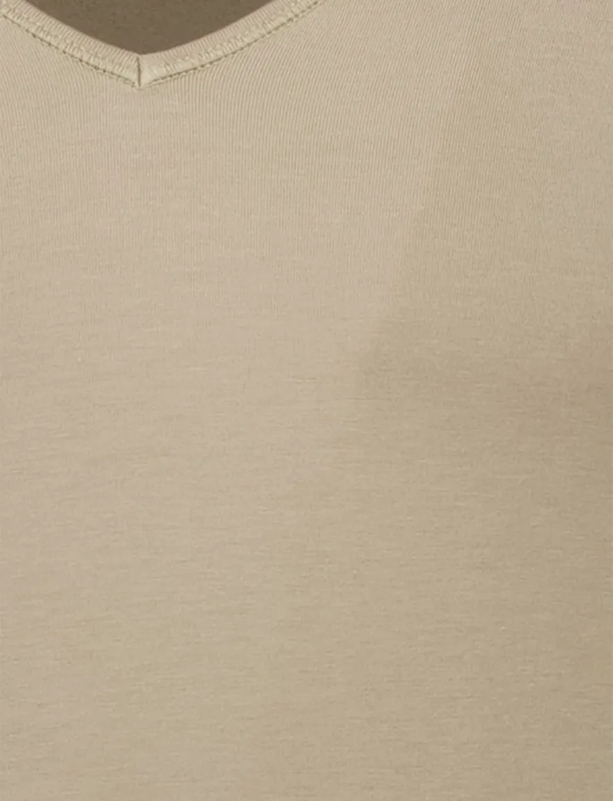 Slater t-shirt effen khaki Tencel 2-pack