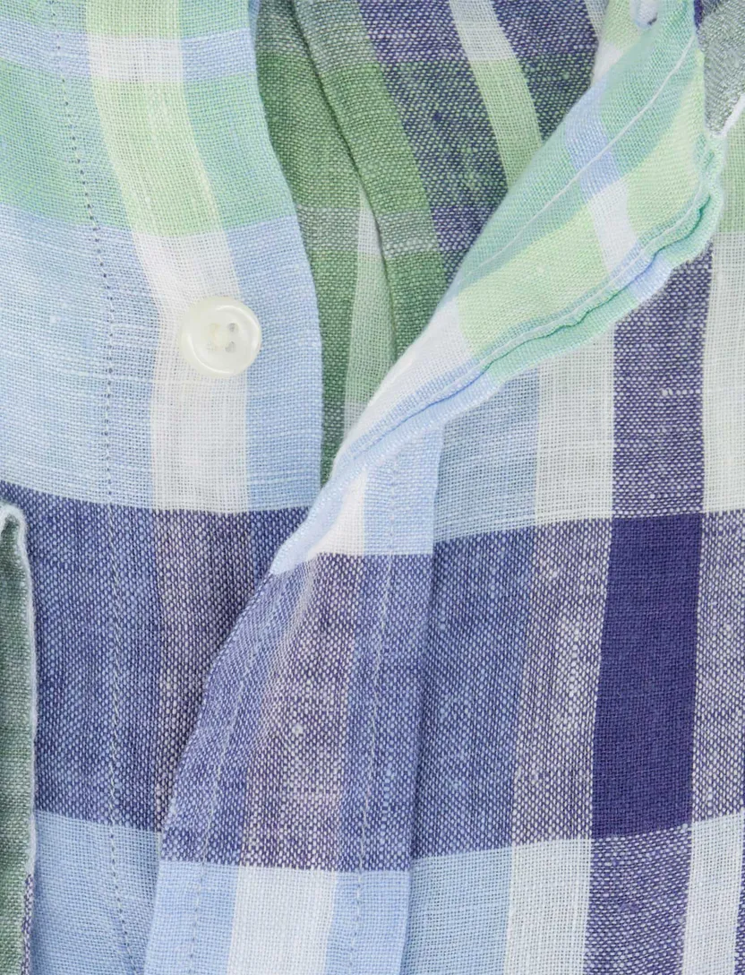 Linnen Gant overhemd groen blauw normale fit