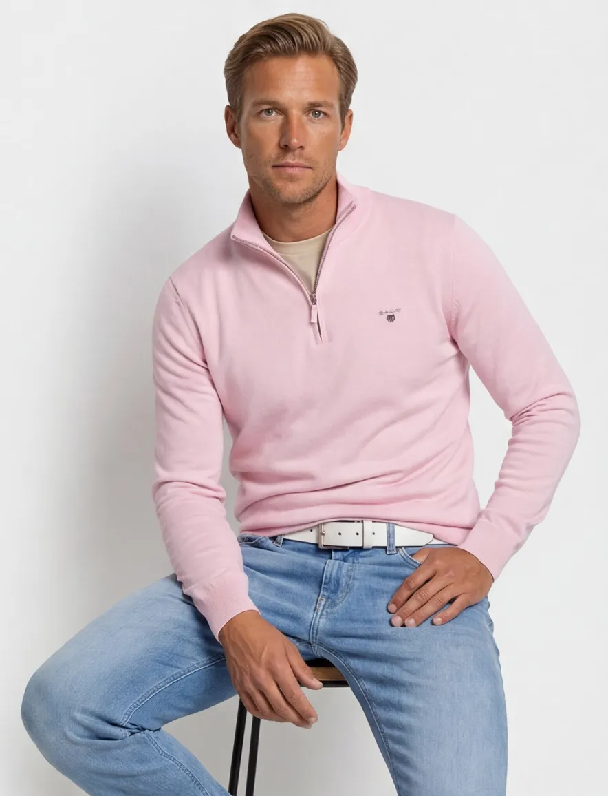 Gant half zip trui roze