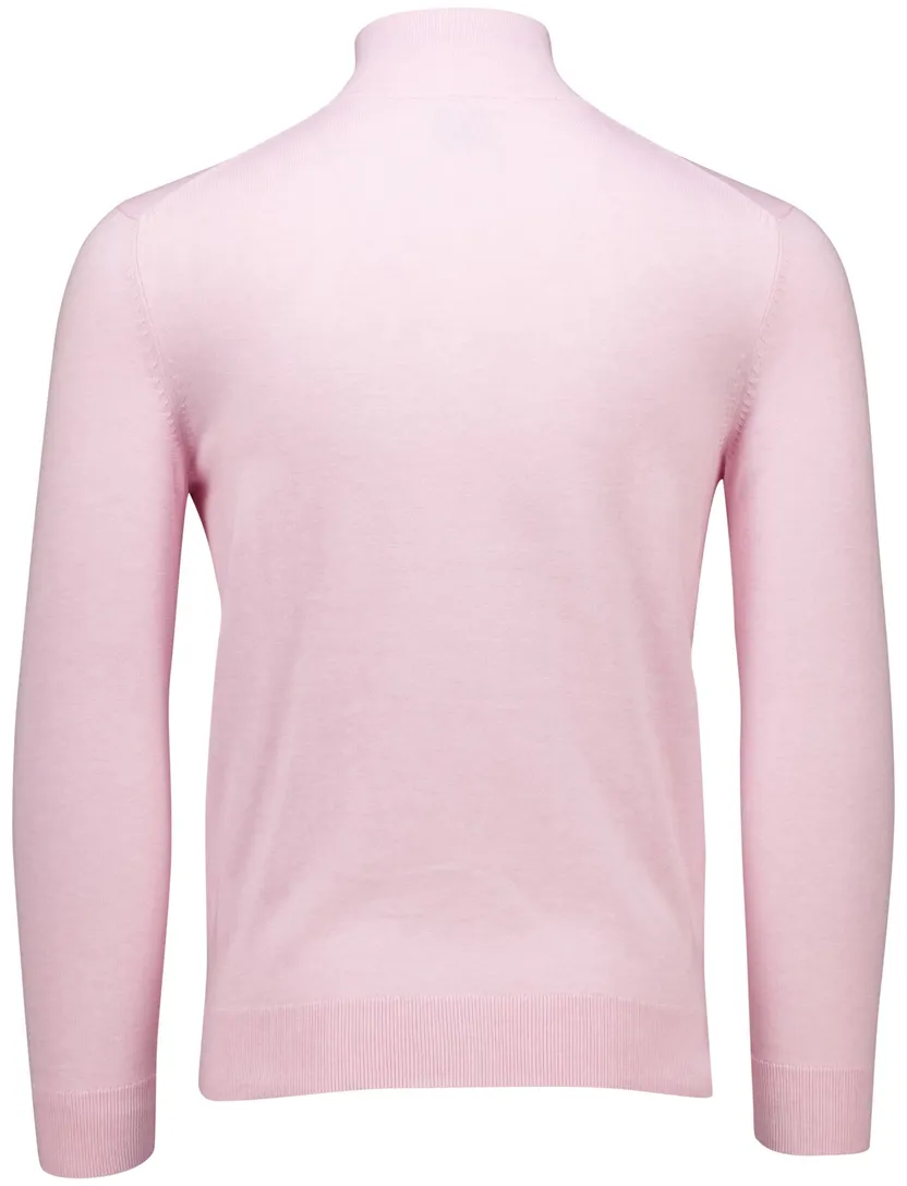 Gant half zip trui effen roze katoen normale fit