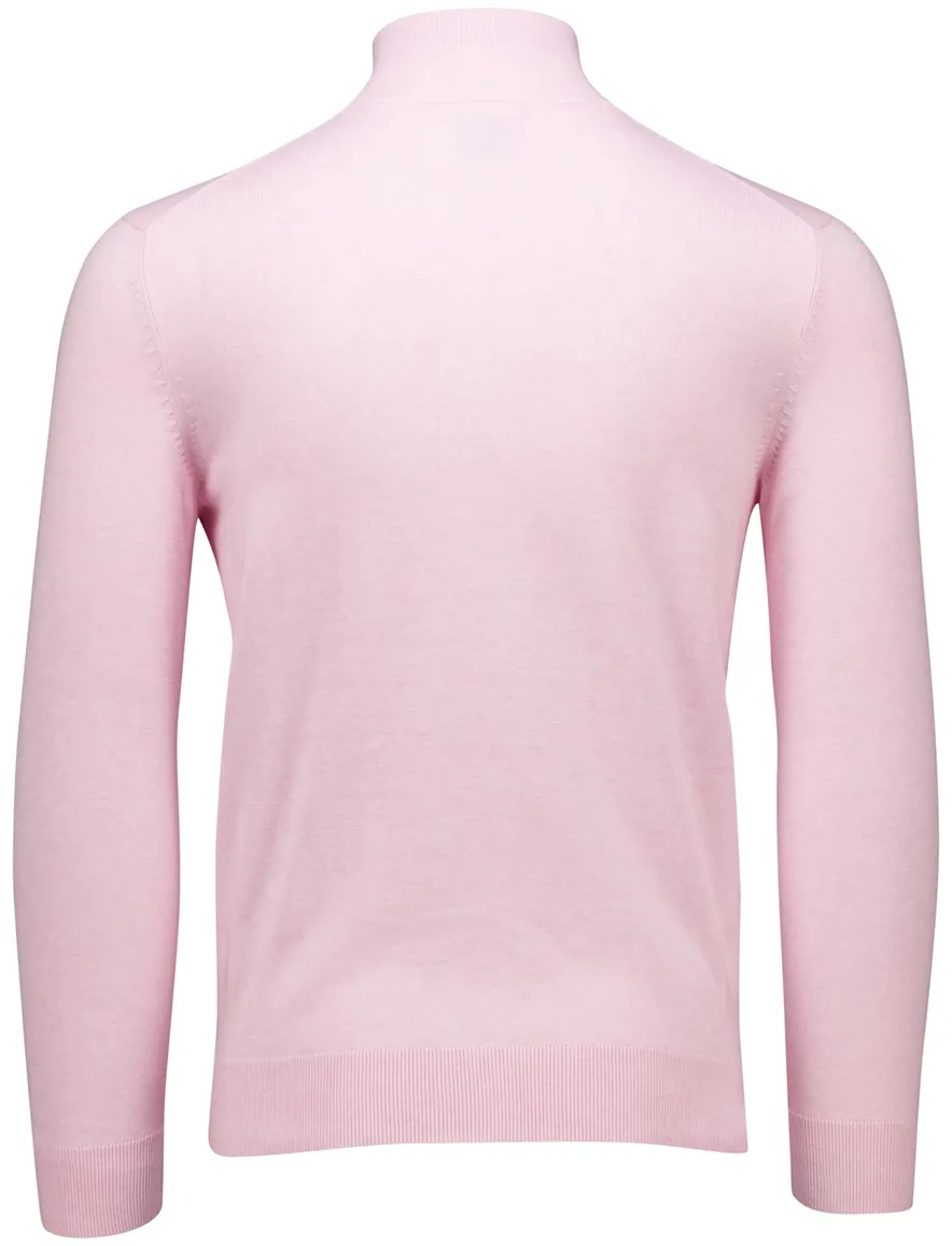 Gant half zip trui effen roze normale fit katoen