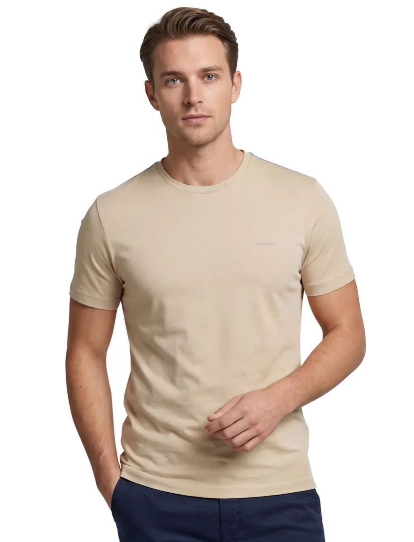 Gant t-shirt beige slim fit katoen