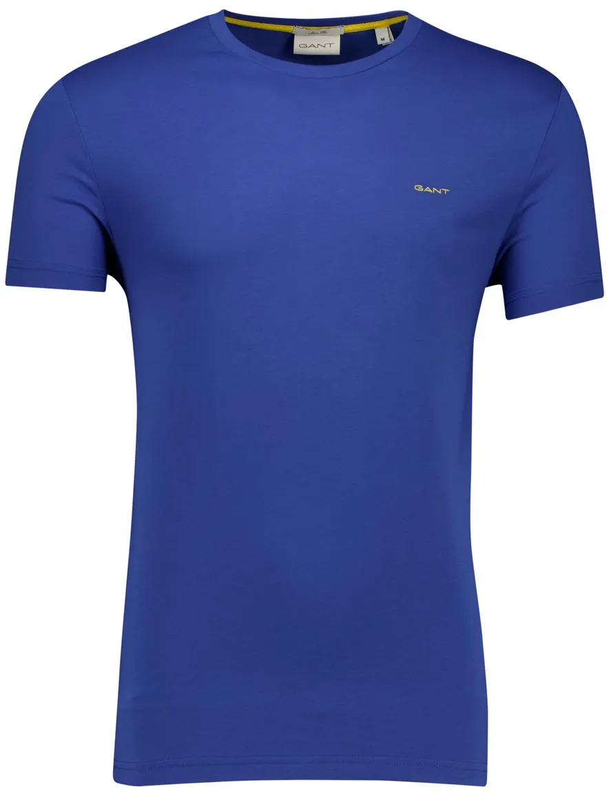 Gant T-shirt blauw katoen met ronde hals