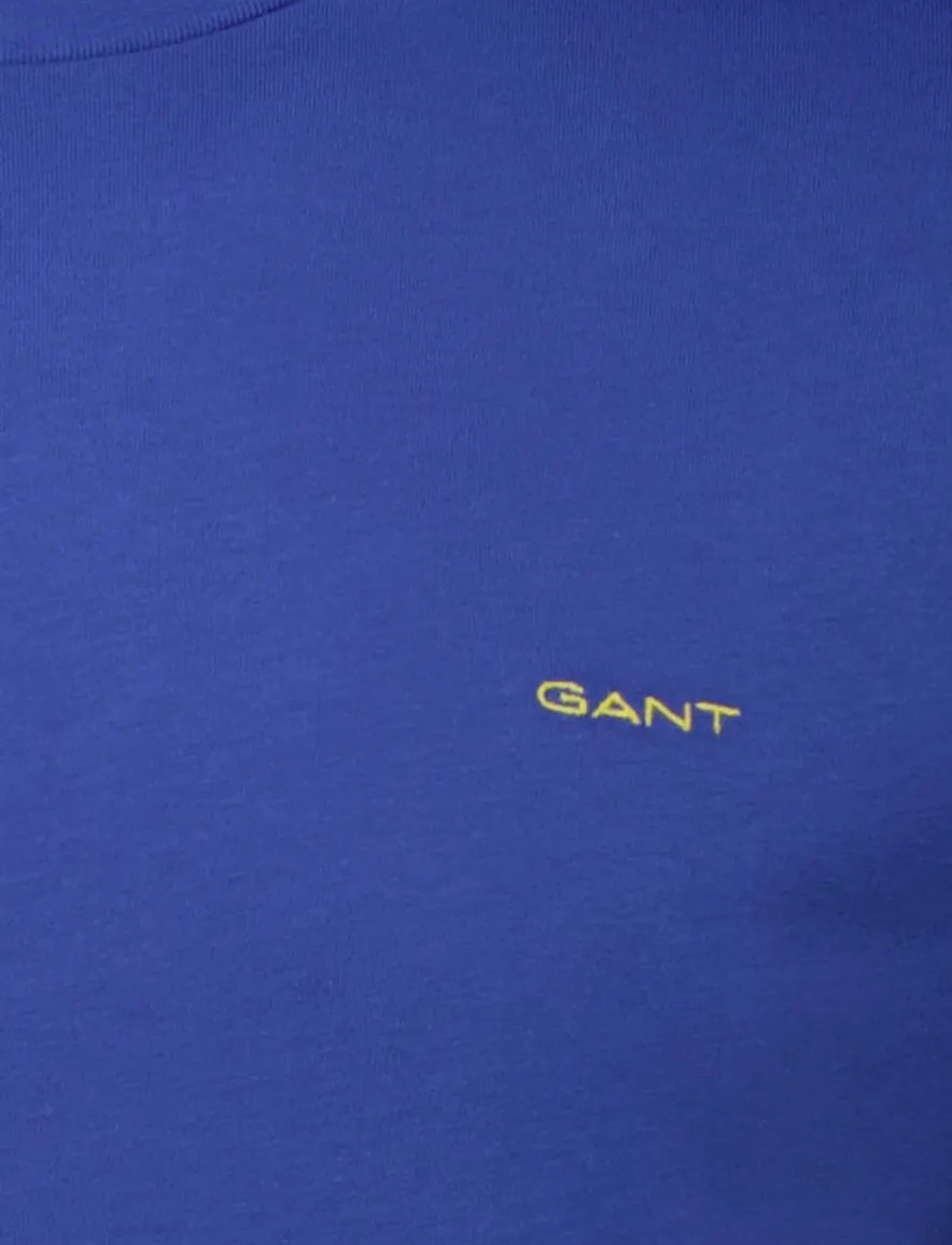 Gant T-shirt blauw katoen met ronde hals