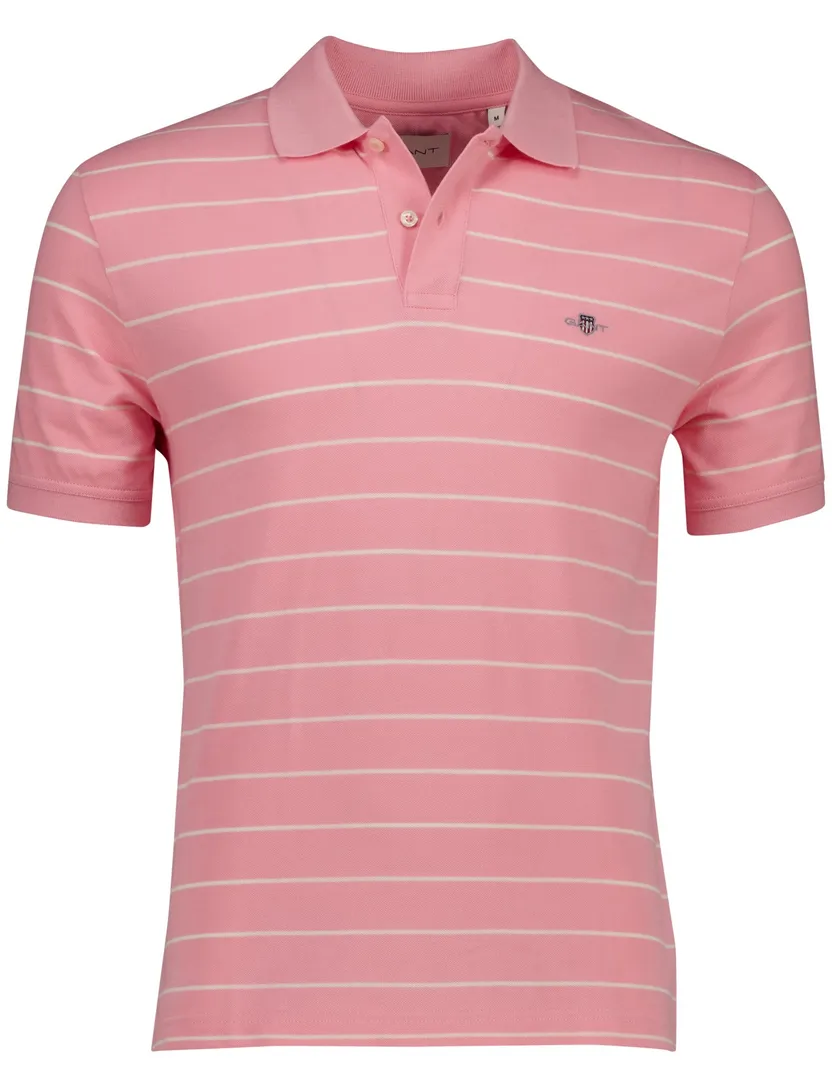 Polo Gant roze en creme gestreept katoen 2 knoops