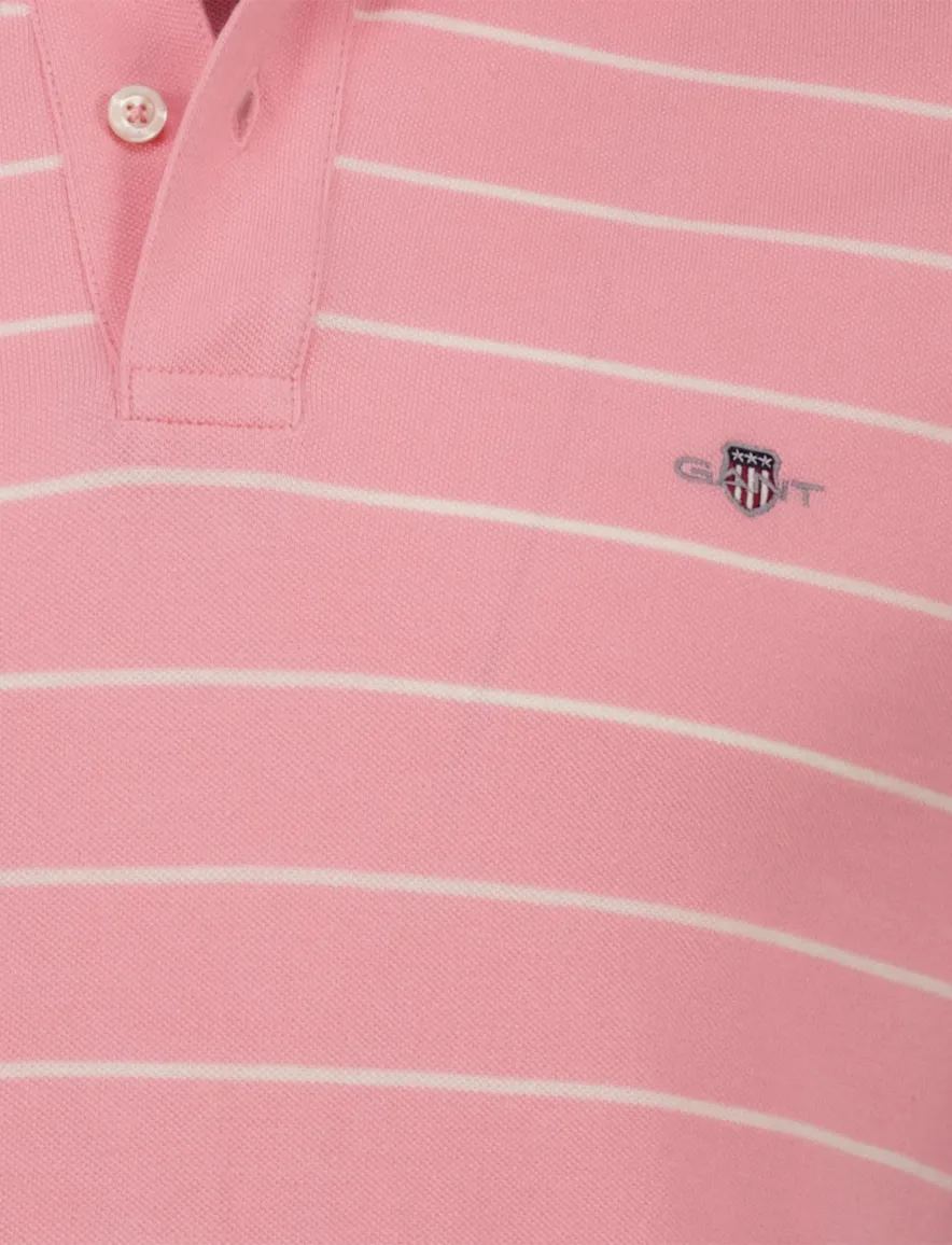 Gant polo roze en creme gestreept katoen pique