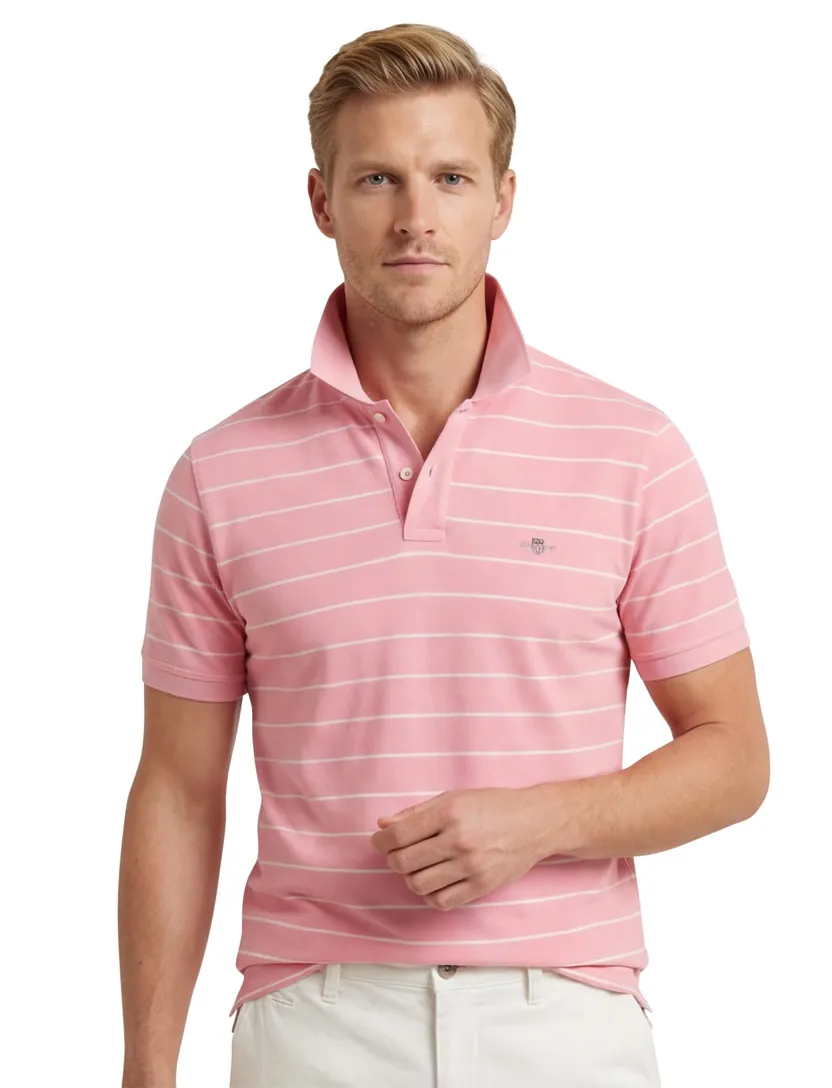 Polo Gant roze en creme gestreept katoen 2 knoops